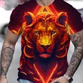 Summer T Shirt Men Casual Lion Pattern Tops Tee Clothing Large Size Animal Print Short Sleeve Outdoor Breathable Sports T-shirt (Copy) (Copy)